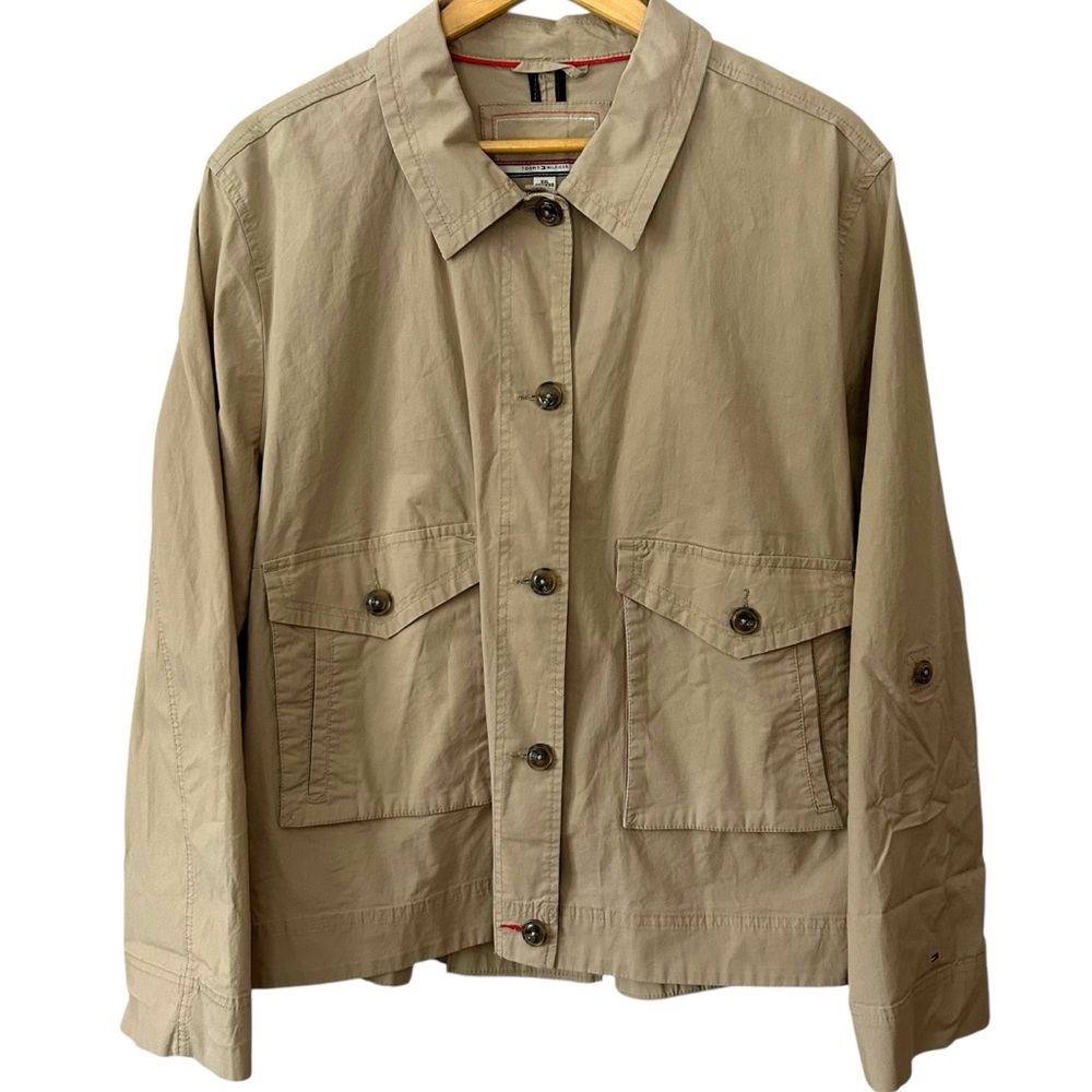 Tommy Hilfiger Women’s Jacket Coat Khaki Button Down Utility Safari Field XXL